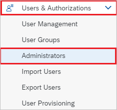 Screenshot of the SAP Cloud Identity Services Admin Console.