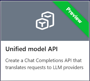 Screenshot of unified model API tile in the Azure portal.