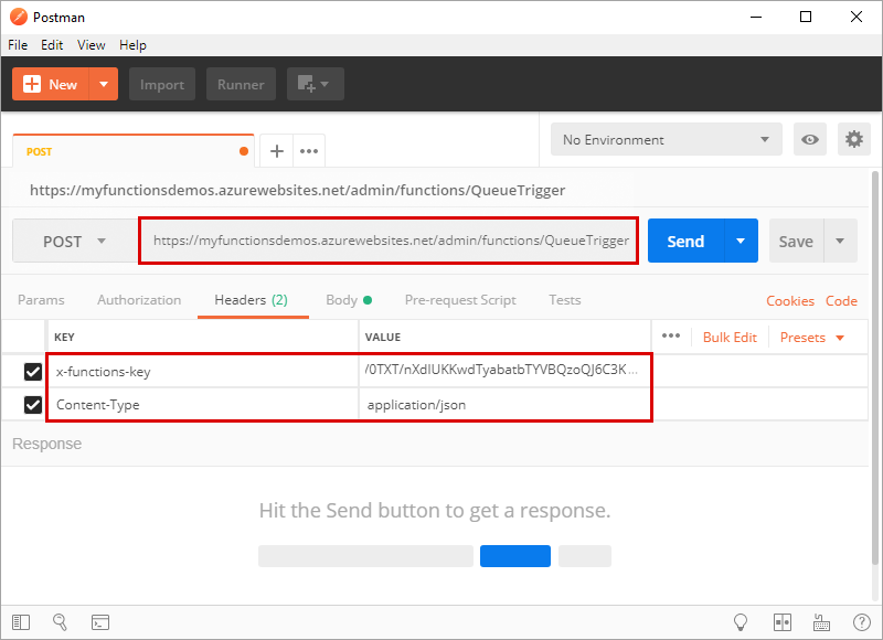 Postman headers settings.