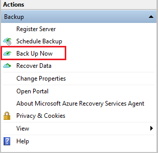 Screenshot shows how to select Back Up Now.