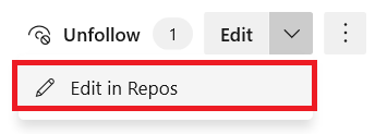 Screenshot showing the Edit menu with the Edit in Repos option called out.