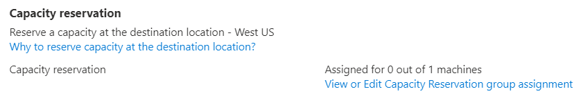Screenshot of capacity reservation.