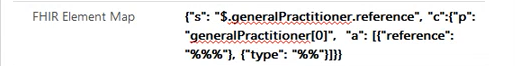 A screenshot showing the FHIR element map value.