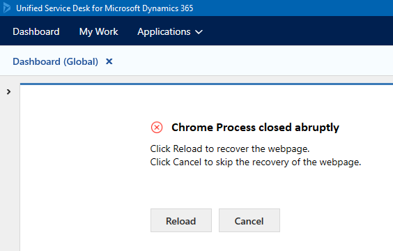 Chrome Process раптово закрився.