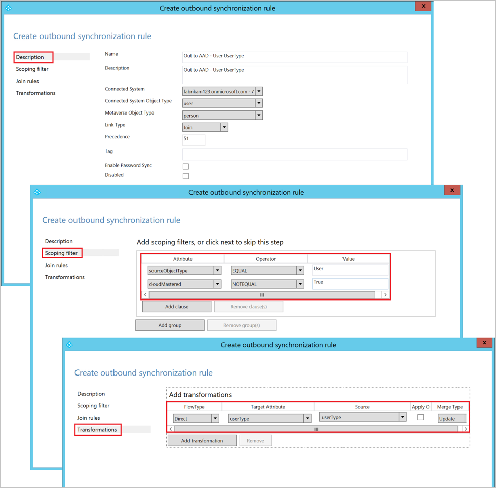 Create outbound synchronization rule