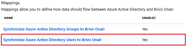 Brivo Onair Identity Connector User Mappings