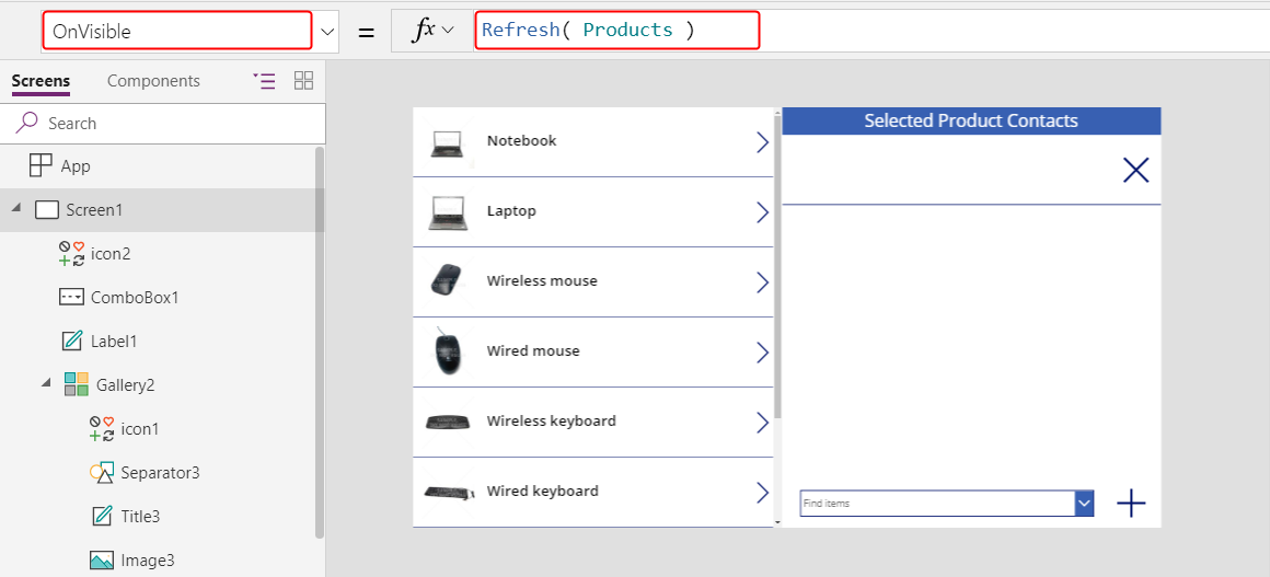 Встановлення властивості OnVisible для функції Refresh.