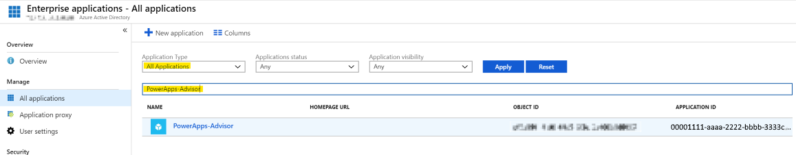 Знайдіть програму PowerApps-Advisor.