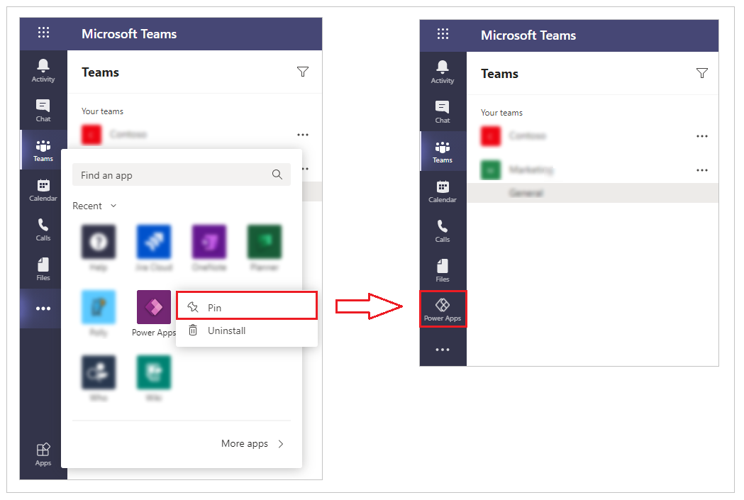 Закріпити Power Apps додаток.