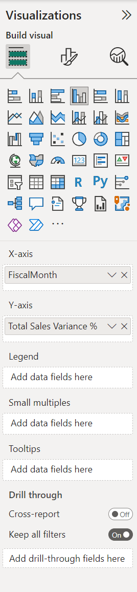 Screenshot of the Visualizations pane field wells.
