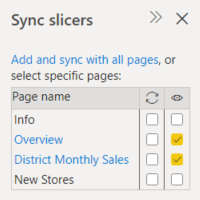 Screenshot of Sync District Monthly Sales slicer.