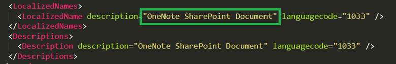 Пошук layoutxml для OneNote SharePoint Document.