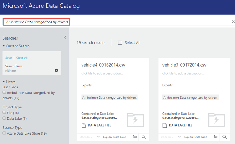 Search data in catalog Search data in catalog