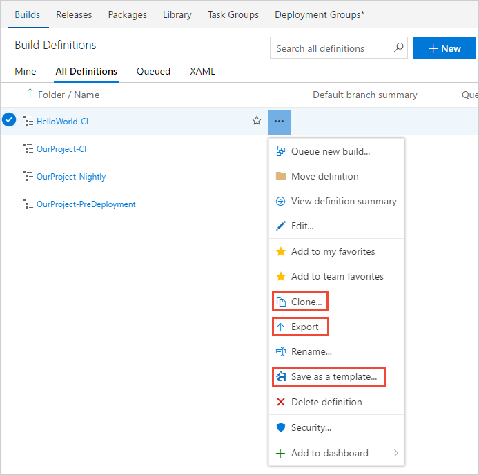 Screenshot showing how to replicate a pipeline.