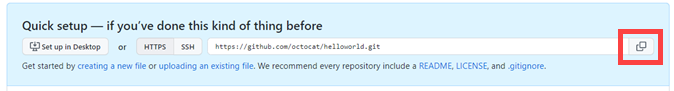 screenshot copy remote repository URL quick setup