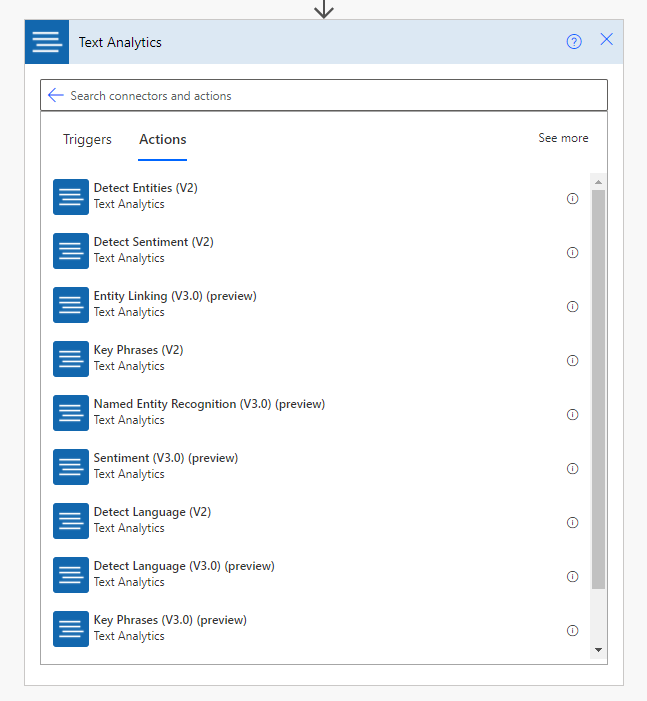 Actions for the Text Analytics connector.