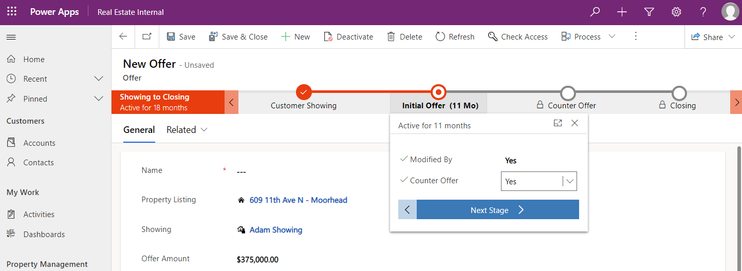 Screenshot of a sample business process flow.