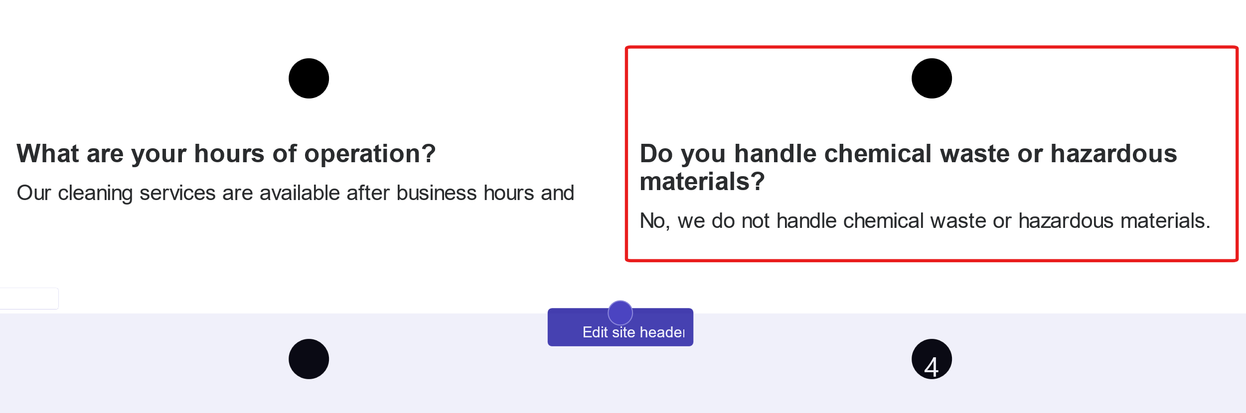 Screenshot of the FAQ page.