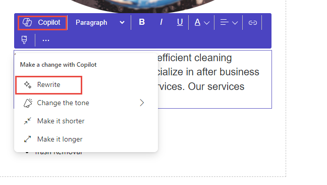Screenshot of the Rewrite button.