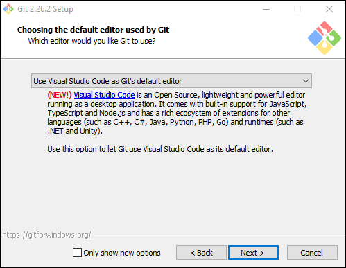Select Visual Studio Code as default editor.