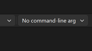 Screenshot showing clear text indicating no command line arguments are currently set