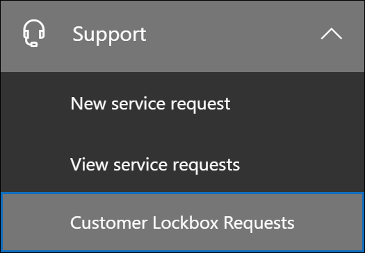 Click Support, then click Customer Lockbox Requests.