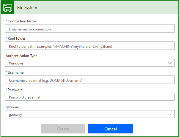 Screenshot that shows prompts to create connector.