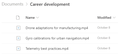 List of files in the "Career development" folder