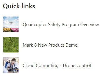 Videos in a list in the quick links web part.