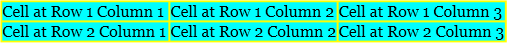 Screenshot: Table cell spacing Screenshot: Table cell spacing