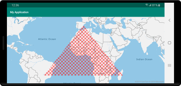 Polygon with a fill pattern rendered on map