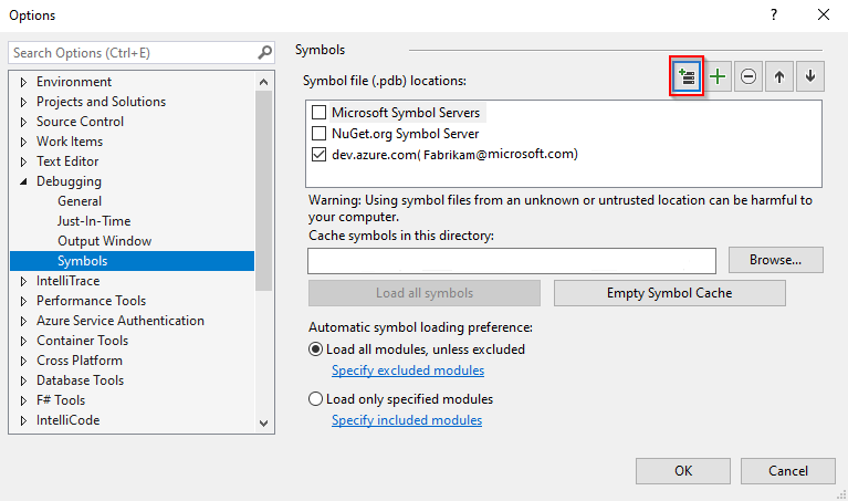 Debug with symbols in Visual Studio - Azure Artifacts | Microsoft Learn