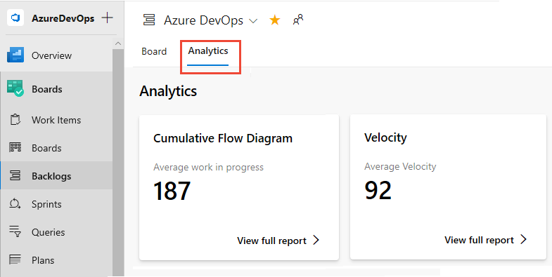 Screenshot showing highlighted Analytics tab.