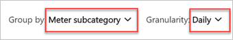 Screenshot of group by Meter subcategory.