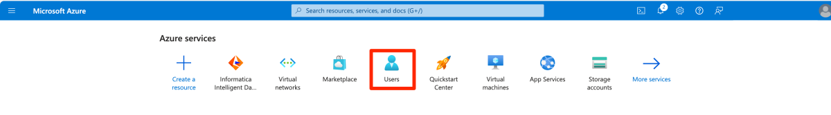Screenshot of a user resource provider in the Azure portal.