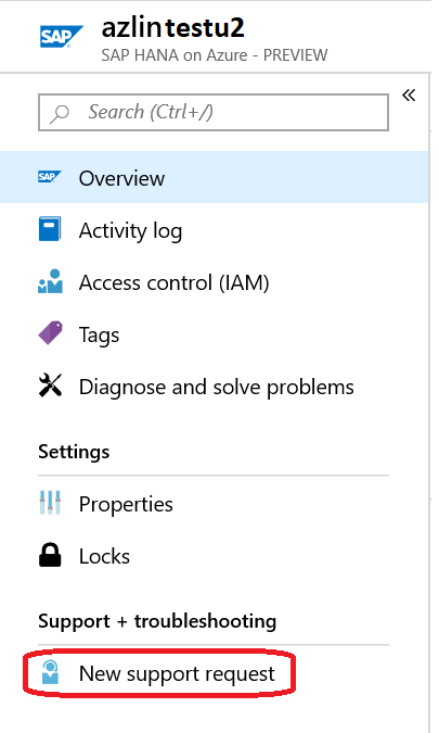 initiate service request step #1 in Azure portal