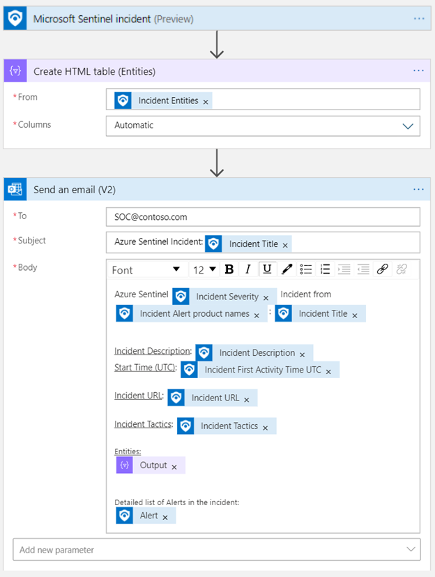 Screenshot of an incident trigger simple get flow example.