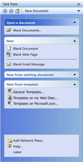 Example of Task Pane Example of Task Pane.