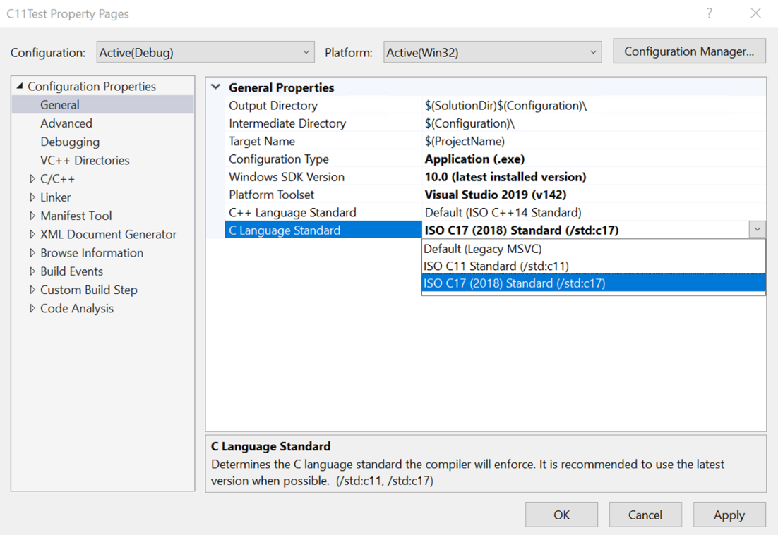 Install C11 and C17 support in Visual Studio | Microsoft Learn