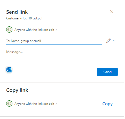 Share file in OneDrive