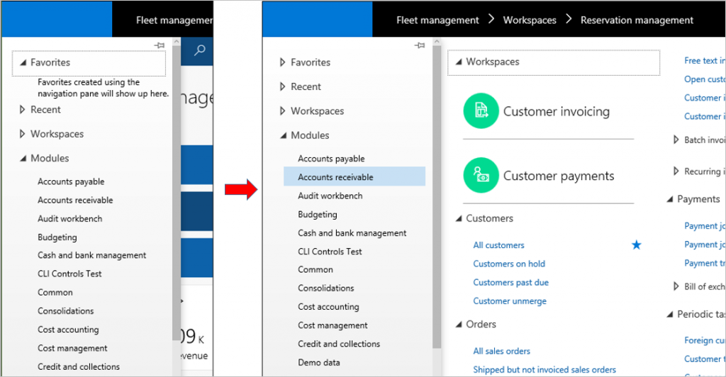 Expanded navigation pane.