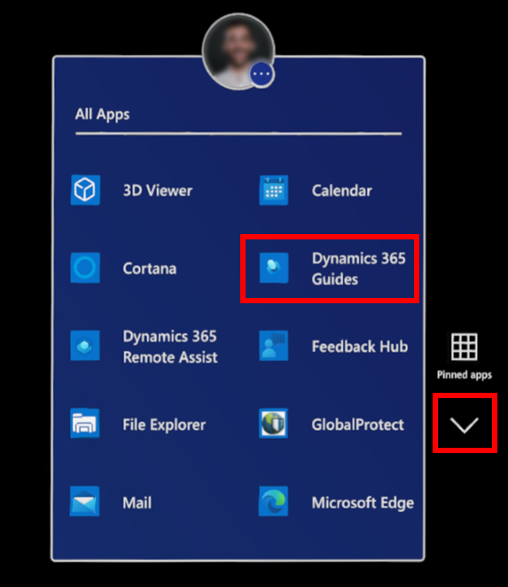 Dynamics 365 Guides button.