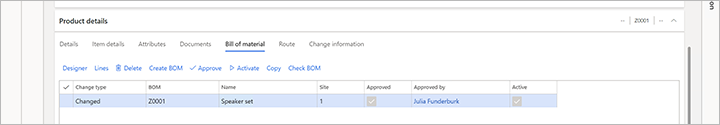 Engineering change order that includes a changed BOM.