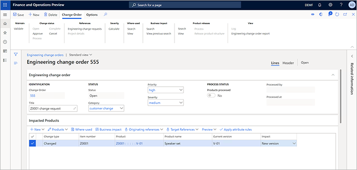 Creating an engineering change order.