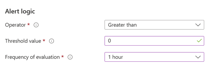 Screenshot showing alert logic screen.