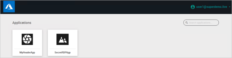 Screenshot of an Applications screen showing icons for the MyHeaderApp and SecretRDPApp.