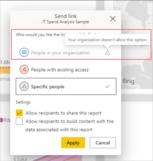 Screenshot showing share option disabled.