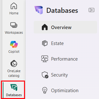 The Databases icon in the Fabric navigation menu.