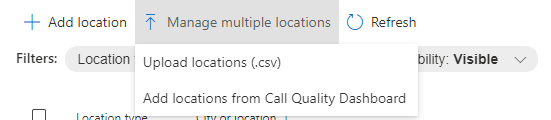 Manage multiple locations menu.