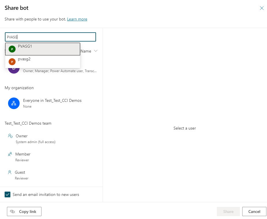 Specify security group in Sharing UI.